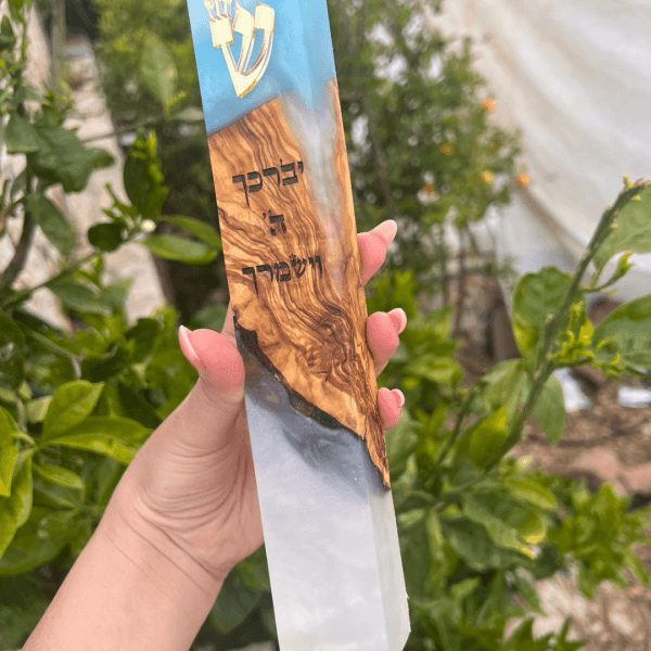 ⁦בתי מזוזה אפוקסי ועץ זית בצבע לבן פנינה⁩ – תמונה ⁦10⁩