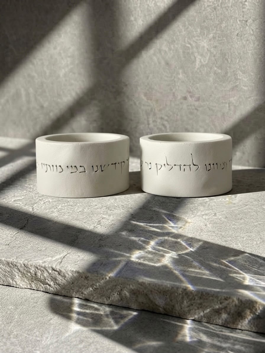 32b812fe-63ad-4a21-98a3-57e8149e019e פמוטי בטון נמוכים דגם גלי- שמנת – תמונה 1