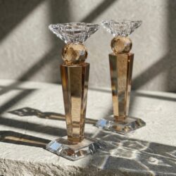 ⁦זוג פמוטי קריסטל דגם כדור- שמפנייה⁩ – תמונה ⁦3⁩