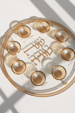 ⁦צלחת ברכות- זכוכית קריסטל זהב⁩ – תמונה ⁦4⁩