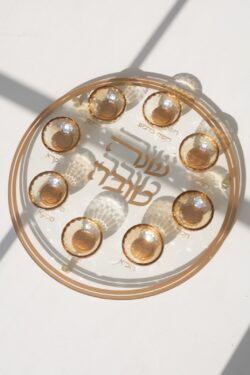⁦צלחת ברכות- זכוכית קריסטל זהב⁩ – תמונה ⁦3⁩