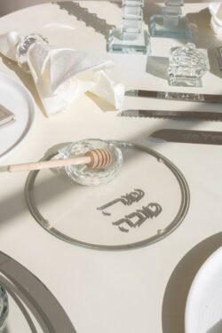 צלחת מהודרת לדבש- קריסטל כסף